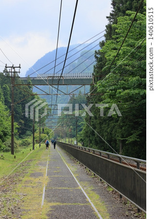 Pedestrians walking the Abt Railway line, bridges, and railway relics. Pedestrians walking the Abt Railway line, bridges, and railway relics. 140610515