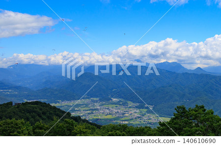 從白馬五龍高山植物園的阿爾卑斯山觀景台眺望的景色 從白馬五龍高山植物園的阿爾卑斯山觀景台眺望的景色 140610690