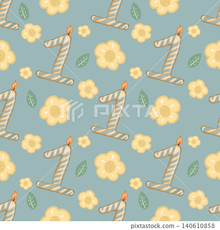 Seamless pattern of Birthday candle numbers and decor flower pastel color style cute, Hand drawn watercolor illustration. For menus, labels, paper, textiles and seasonal fabric. Seamless pattern of Birthday candle numbers and decor flower pastel color style cute, Hand drawn watercolor illustration. For menus, labels, paper, textiles and seasonal fabric. 140610858