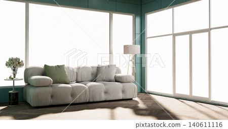 Mock up empty room Modern mint color tone interior modern minimal style on white wooden floor.3D rendering Mock up empty room Modern mint color tone interior modern minimal style on white wooden floor.3D rendering 140611116