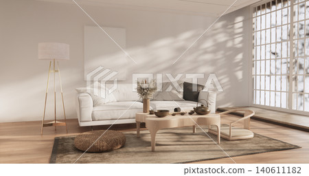 Modern room interior wabisabi style and sofa and decoration japanese.3D rendering Modern room interior wabisabi style and sofa and decoration japanese.3D rendering 140611182