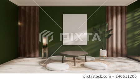 Empty Living room mockup Clean green modern room japanese style.3D rendering 140611206