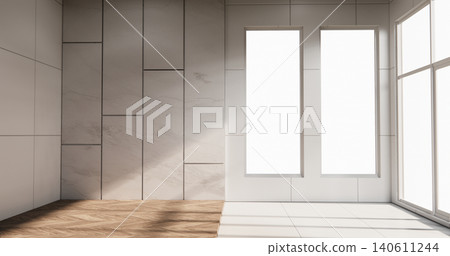Empty white granite tiles design room interior design 3d rendering 140611244