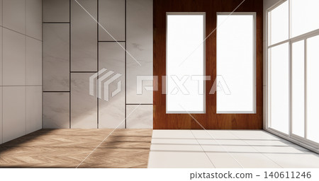 Empty white granite tiles design room interior design 3d rendering 140611246