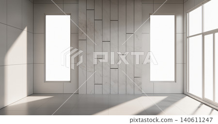 Empty white granite tiles design room interior design 3d rendering Empty white granite tiles design room interior design 3d rendering 140611247