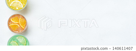 Summer citrus drinks banner copy space Summer citrus drinks banner copy space 140611407