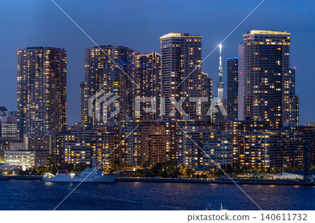 Tokyo Skytree and Harumi Tower Apartments Night View Tokyo Skytree and Harumi Tower Apartments Night View 140611732
