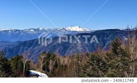 The mountain range including Mt. Asama and Mt. Shibutsu as seen from the mountaintop station of Marunuma Kogen Ski Resort. The mountain range including Mt. Asama and Mt. Shibutsu as seen from the mountaintop station of Marunuma Kogen Ski Resort. 140611749