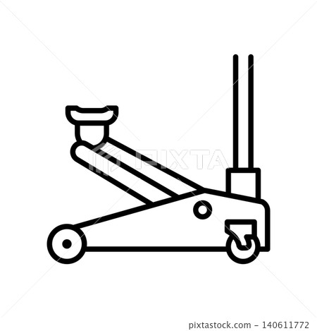 Hydraulic floor car jack lifter line icon for garage auto service. 140611772