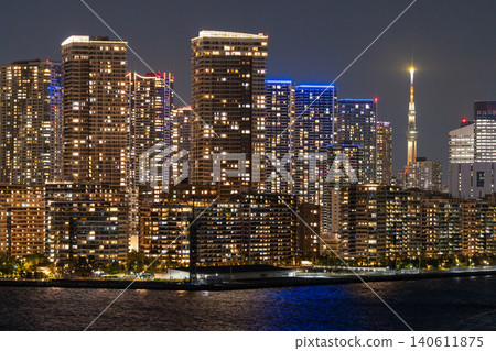 Tokyo Skytree and Harumi Tower Apartments Night View Tokyo Skytree and Harumi Tower Apartments Night View 140611875