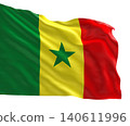 Realistic 3D render of the Senegal national flag, high quality fabric texture	 140611996