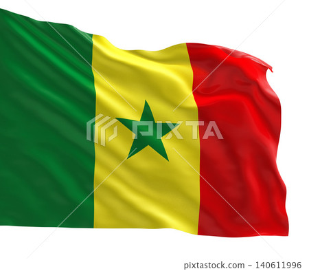Realistic 3D render of the Senegal national flag, high quality fabric texture Realistic 3D render of the Senegal national flag, high quality fabric texture 140611996