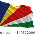 Realistic 3D render of the Seychelles national flag, high quality fabric texture	 140612000