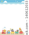 [Vector] Cute background illustration for kids (vertical) featuring a summer sea and animal train with copy space. 140612033