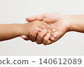 Adult and child hands holding each other in a caring gesture 140612089