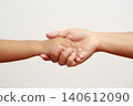 Adult and child hands holding each other in a gentle grip 140612090