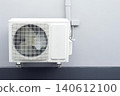 Air conditioning unit mounted on wall in modern building 140612100
