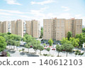 Apartment buildings with green trees in a city park 140612103