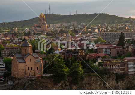 Evening view of Tbilisi from a distance. Evening view of Tbilisi from a distance. 140612132