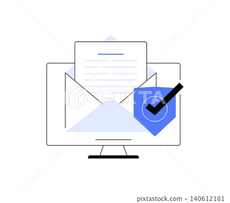 Email document secure shield online vector on desktop computer icon on electronic mail letter text file protection 140612181