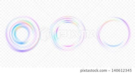 Rainbow light effect. Transparent circle surface with refraction texture. Iridescent gradient elements with holographic fluid effect. Vector soapy clear drop. Rainbow light effect. Transparent circle surface with refraction texture. Iridescent gradient elements with holographic fluid effect. Vector soapy clear drop. 140612345