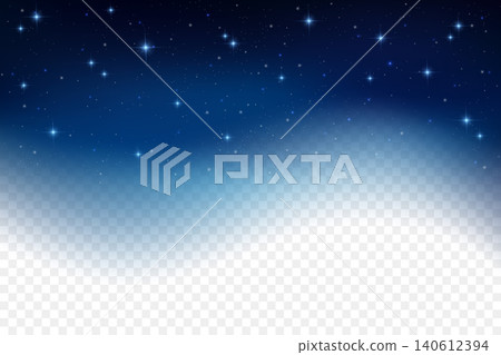 Starry night sky background with wavy light transparent effect. Dark blue galaxy space of universe with shiny mafic texture of cosmic sparkles and glitter. Astrologic wallpaper 140612394