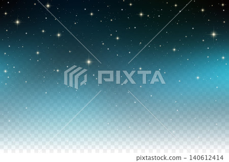 Starry night background with light transparent effect. Dark blue galaxy with shiny sparkles and magic abstract glitter. Fantasy cosmic gradient with glowing particles. Vector Starry night background with light transparent effect. Dark blue galaxy with shiny sparkles and magic abstract glitter. Fantasy cosmic gradient with glowing particles. Vector 140612414