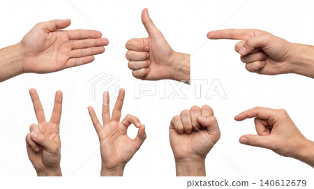 Collection of various human hand gestures and signs with gestures communication pointing isolated language nonverbal expression agreement direction counting signaling positive affirmation Collection of various human hand gestures and signs with gestures communication pointing isolated language nonverbal expression agreement direction counting signaling positive affirmation 140612679