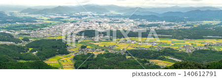Autumn view of the Fukuchiyama Basin and rural landscape from Mt. Himegami *Location of photo is indicated in the comments section of the work. 140612791