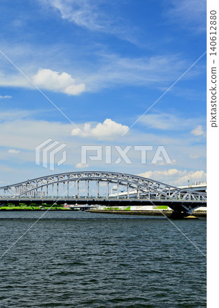 The beautifully renovated Shirahige Bridge as seen from the Sumida River Terrace The beautifully renovated Shirahige Bridge as seen from the Sumida River Terrace 140612880