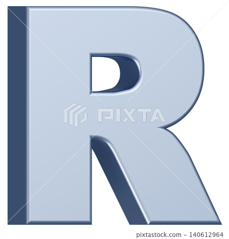 3D Material_Alphabet_R_Silver 140612964