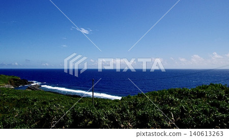 The view of the sea and hills from Nishizaki Observatory on Yonaguni Island, Okinawa Prefecture. The view of the sea and hills from Nishizaki Observatory on Yonaguni Island, Okinawa Prefecture. 140613263
