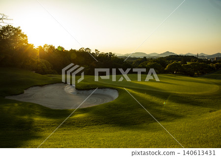 Golf course at sunset Golf course at sunset 140613431