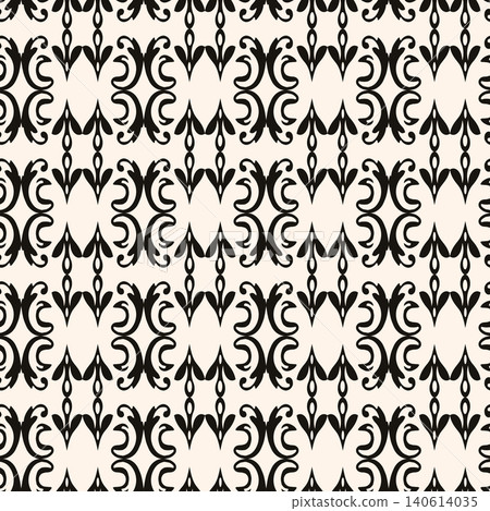 Vector black and white floral geometric seamless pattern. Abstract minimal geometric ornament with flowers in oriental style. Repeat design. 140614035