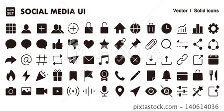 社群媒體 UI 圖示集(輪廓圖和向量圖) - 社群媒體和應用程式的向量素材 社群媒體 UI 圖示集(輪廓圖和向量圖) - 社群媒體和應用程式的向量素材 140614036