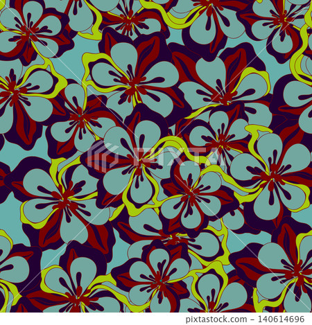 Vintage botanical seamless pattern with stylized blooming flowers. Repeating background for textile, fabric print, fashion apparel, and wallpaper. Vintage botanical seamless pattern with stylized blooming flowers. Repeating background for textile, fabric print, fashion apparel, and wallpaper. 140614696