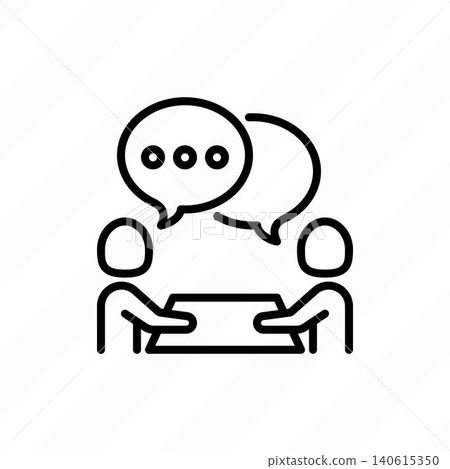 Communication with psychotherapist, consultation, conversation thin line icon. Dialogue, psychological support. Vector illustration. Communication with psychotherapist, consultation, conversation thin line icon. Dialogue, psychological support. Vector illustration. 140615350