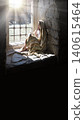 Lone girl sitting in the castle 140615464