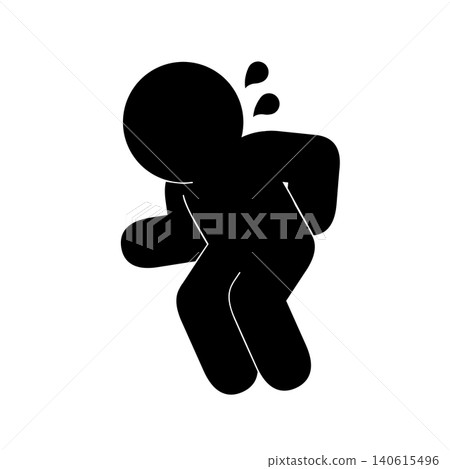 Pictogram of a person suffering from back pain Pictogram of a person suffering from back pain 140615496