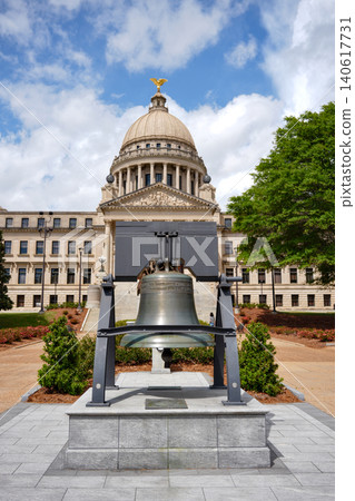 Mississippi State Capitol Building With Liberty Bell Replica and Golden Dome Mississippi State Capitol Building With Liberty Bell Replica and Golden Dome 140617731