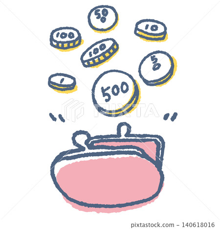 A vector illustration of coins spilling out of a coin purse. A vector illustration of coins spilling out of a coin purse. 140618016