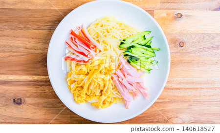 A classic summer dish featuring the toppings of chilled ramen. A classic summer dish featuring the toppings of chilled ramen. 140618527