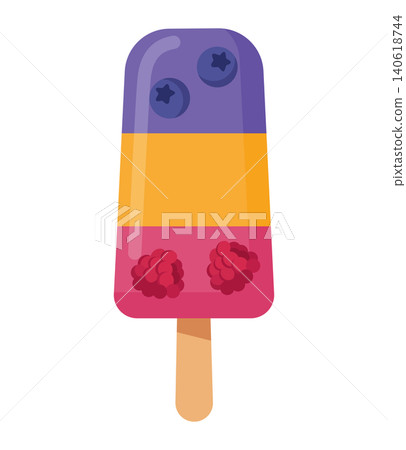 Colorful Berry Popsicle Ice Cream Vector Illustration Colorful Berry Popsicle Ice Cream Vector Illustration 140618744