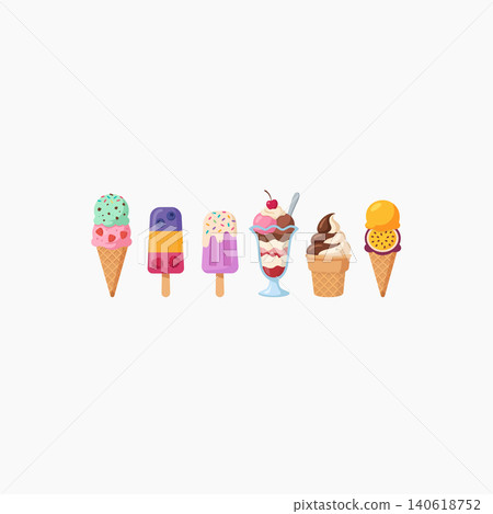 Ice Cream Dessert Collection Isolated Vector Illustration Set Ice Cream Dessert Collection Isolated Vector Illustration Set 140618752