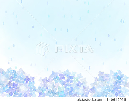 精美的相框,飾以淺藍色繡球花和雨滴圖案,非常適合雨季,並留有文字空間。 精美的相框,飾以淺藍色繡球花和雨滴圖案,非常適合雨季,並留有文字空間。 140619016