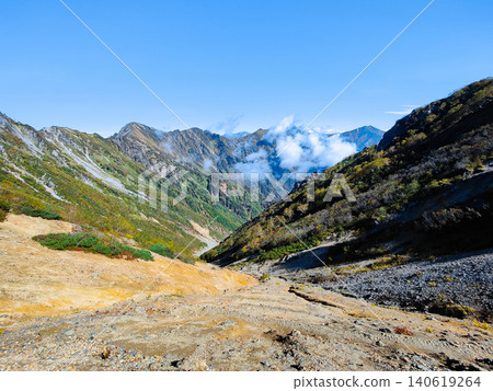 Autumn climb of Mt. Harinoki and Mt. Renge (Osawa Hut to Harinoki Pass: View towards Mt. Jigatake) Autumn climb of Mt. Harinoki and Mt. Renge (Osawa Hut to Harinoki Pass: View towards Mt. Jigatake) 140619264