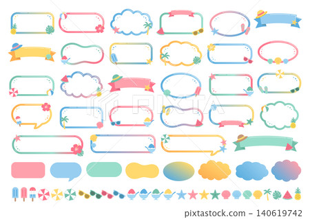 Colorful summer frame set, vacation beach illustration vector 140619742