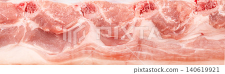 Pork ribs raw meat texture closeup isolated on white background, butcher cut food pattern 140619921