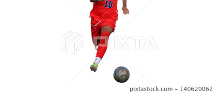 Youth Soccer Player Chasing the Soccer Ball During a Game with a White Background Youth Soccer Player Chasing the Soccer Ball During a Game with a White Background 140620062