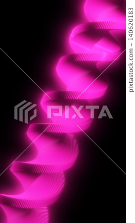 Glowing magenta spiral ribbon on black background, forming a futuristic abstract helix with soft neon light and layered geometric texture. Glowing magenta spiral ribbon on black background, forming a futuristic abstract helix with soft neon light and layered geometric texture. 140620183